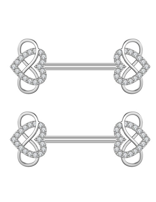 Fashion Love-3 Stainless Steel Inlaid Zirconium Geometric Puncture Nipple Ring