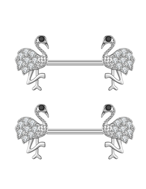 Fashion Flamingo Stainless Steel Inlaid Zirconium Geometric Puncture Nipple Ring