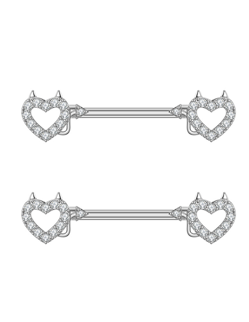 Fashion Love-4 Stainless Steel Inlaid Zirconium Geometric Puncture Nipple Ring