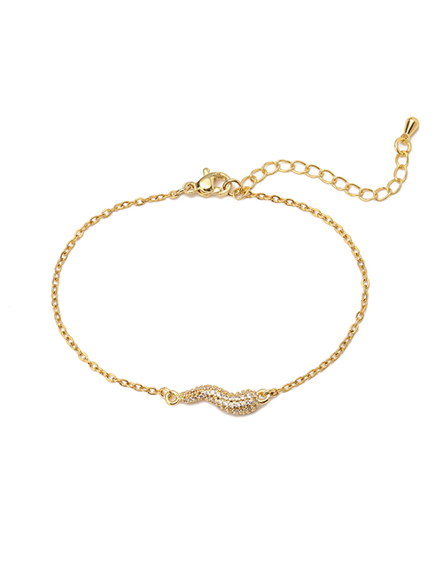 Fashion Golden White Diamond Zirconia Geometric Pepper Bracelet In Copper