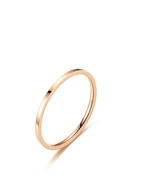 Fashion Rose Gold-2mm-flat Titanium Steel Geometric Circle Plain Hoop Ring