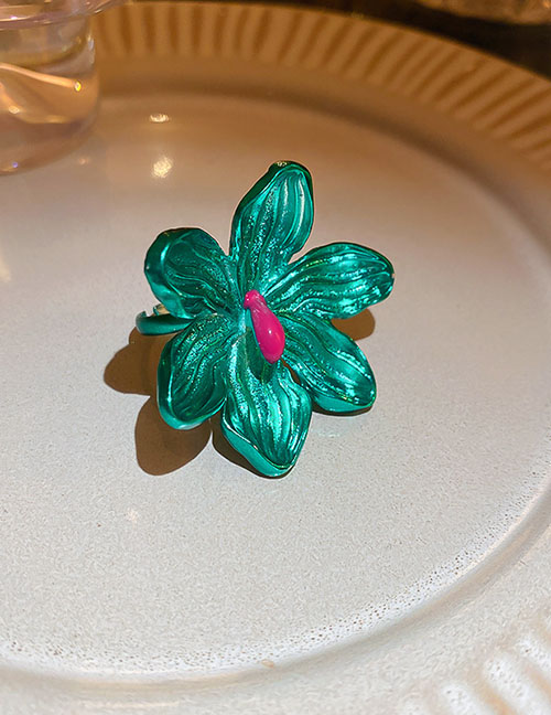 Fashion Ring - Green Alloy Flower Ring