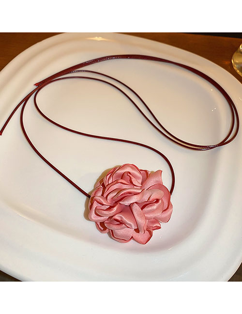 Fashion Necklace - Pink Fabric Flower Necklace
