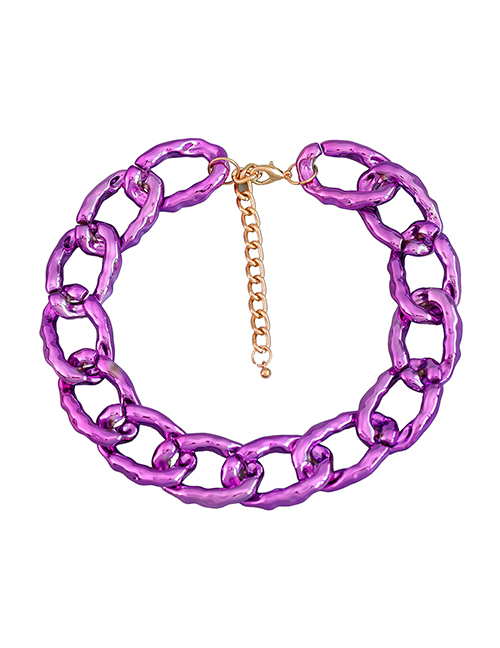 Fashion Purple Alloy Geometric Chain Necklace