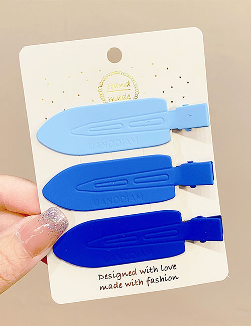 Fashion 5# Blue Series Metallic Colored Seamless Hair Clip Set