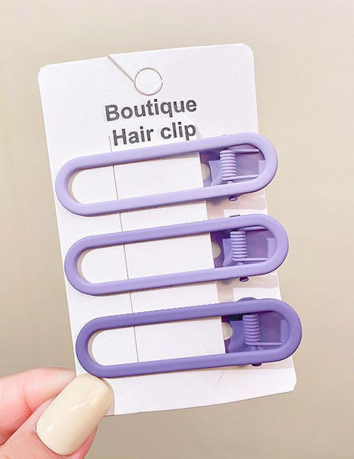 Fashion 9# Gradient Purple Metallic Color Seamless Oval Hair Clip Set