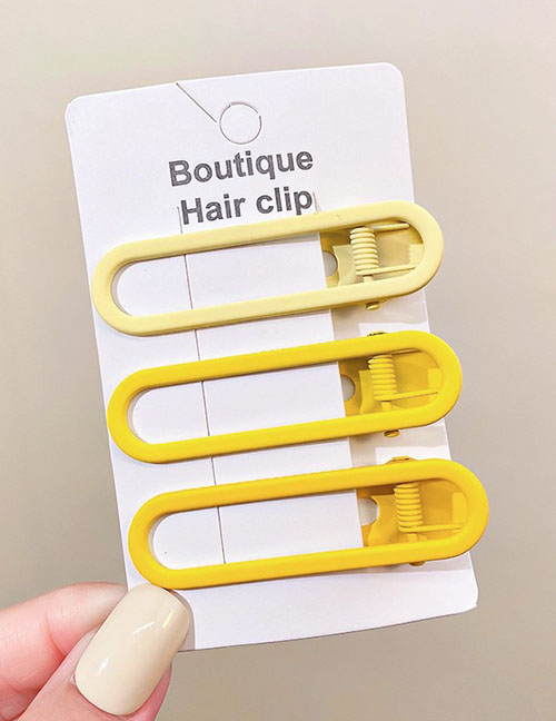 Fashion 10#gradient Yellow Metallic Color Seamless Oval Hair Clip Set
