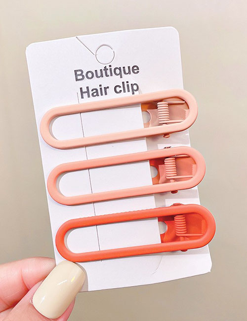 Fashion 11#gradient Orange Metallic Color Seamless Oval Hair Clip Set