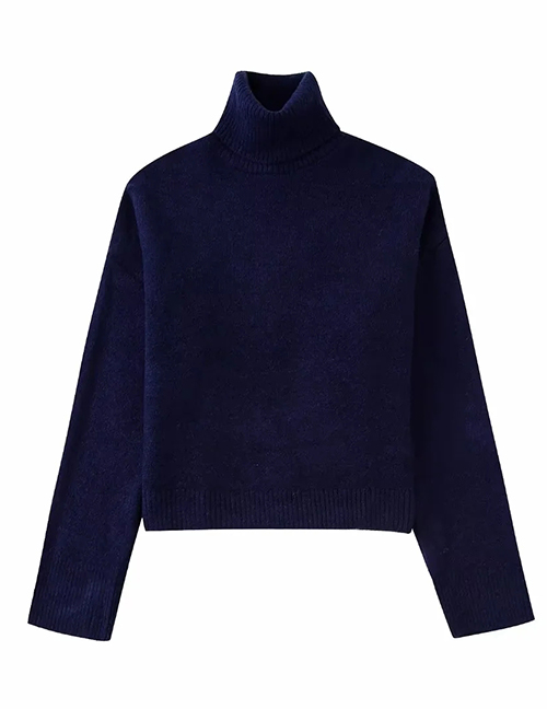 Fashion Deep Blue Establishing Knit Sweater