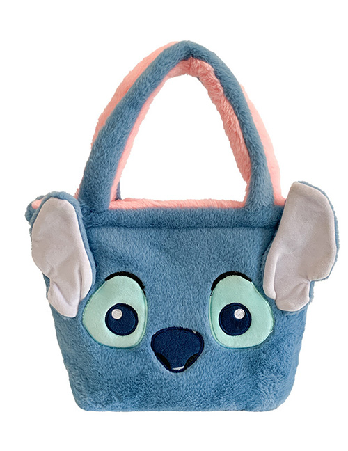 Fashion Blue Plush Large Capacity Cartoon Handbag