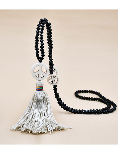 Fashion 3# Crystal Beaded And Peaceful Rough Tassel Hanging Chain