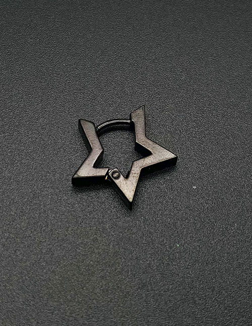 Fashion C Black Stainless Steel Pentagon Geometry Ear
