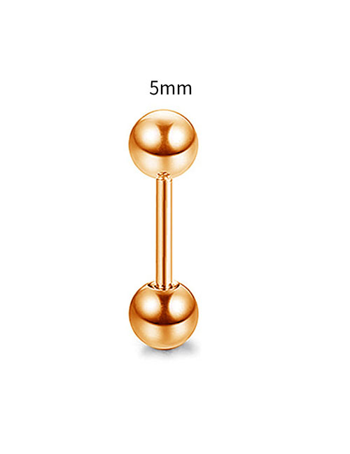 Fashion Rose Gold-5mm Titanium Steel Dumb Bell Balls Puncture Earrings