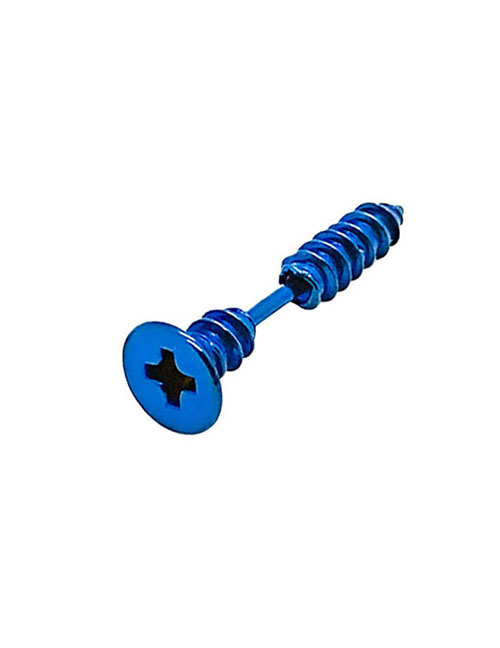 Fashion E Blue Stainless Steel Puncture Screw Earrings