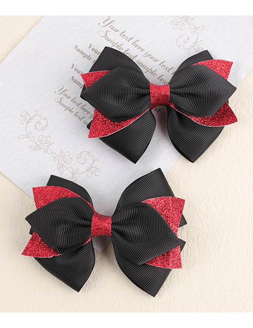 Fashion Black And Red Cotton Fine Flash Bow Hair Clip