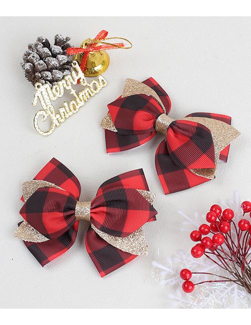 Fashion Red And Black Cotton Fine Flash Bow Hair Clip