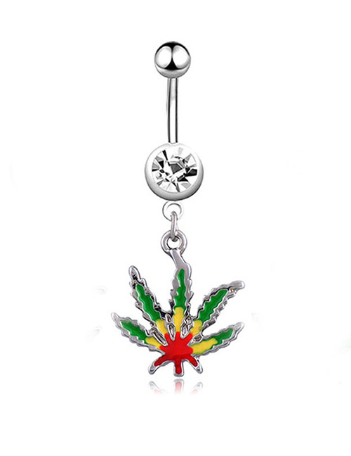 Fashion Je0070g Stainless Steel Maple Leaf Puncture On The Navel Ring