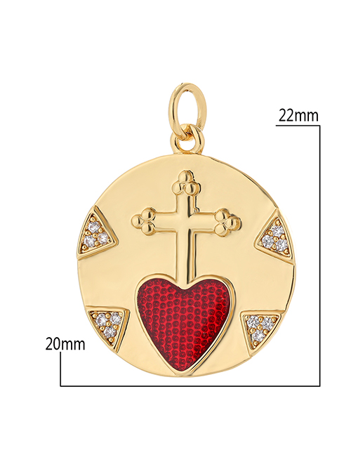 Fashion Gold Copper Inlaid Diamond Love Cross Round Jewelry Accessories