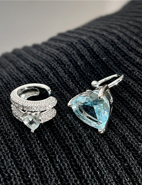Fashion Ear Clip - Blue Alloy Inlaid Zirconium Love Ear Clip
