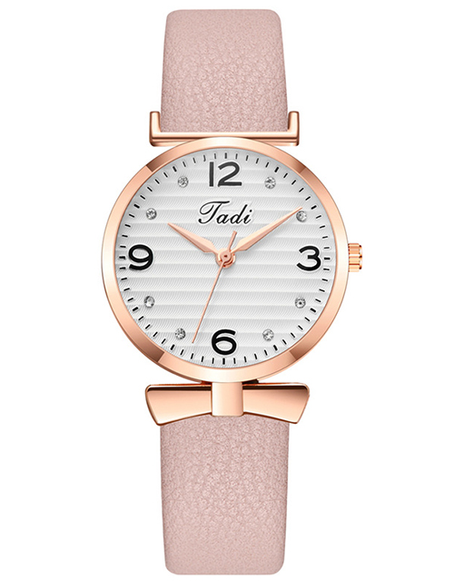 Fashion Pink Alloy Geometric Round Dial Watch
