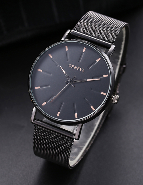 Fashion Golden Dot Scale Alloy Geometric Round Dial Watch