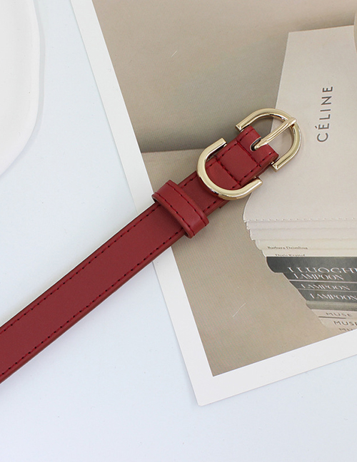 Fashion Red Pu Double D Pin Buckle Wide Belt