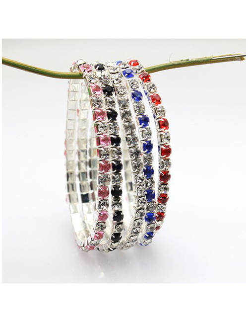 Fashion Sapphire Blue Single Row Bracelet (1 Piece) Geometric Diamond Claw Chain Bracelet