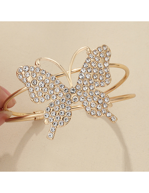Fashion Gold Metal Diamond Butterfly Open Bracelet