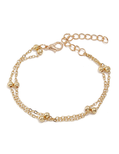 Fashion Gold Alloy Geometric Ball Chain Anklet
