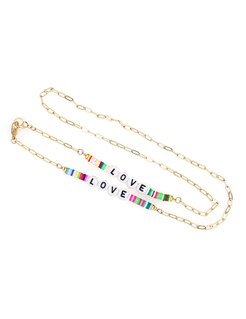 Fashion 7# Geometric Chain Soft Ceramic Alphabet Beads Glasses Chain