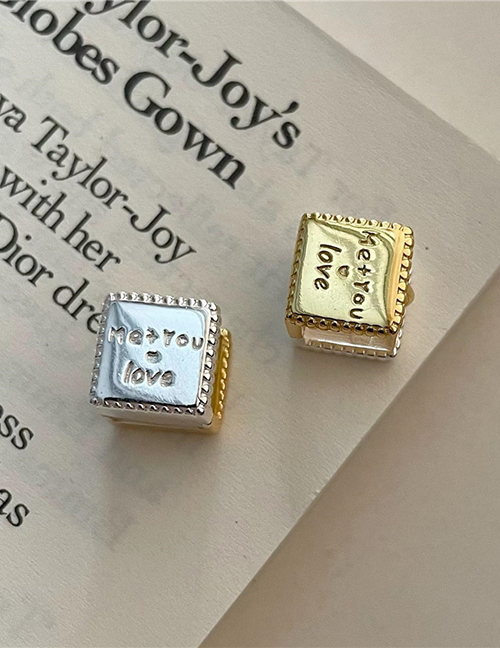 Fashion Letter Square Ear Buckles Sterling Silver Contrast Letter Square Stud Earrings