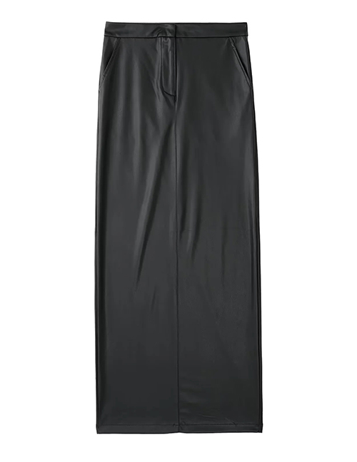 Fashion Black Leather Skirt