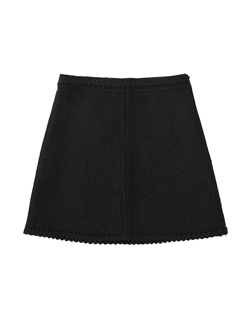 Fashion Black Polyester Textured Skirt