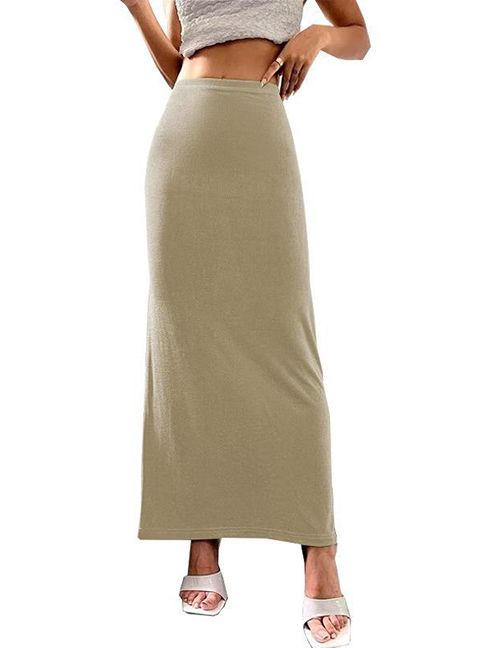Fashion Apricot Solid Color Package Hip Skirt