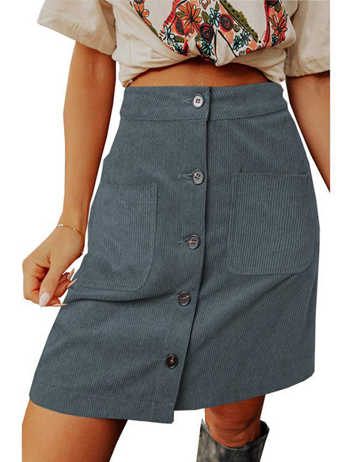 Fashion Grey Corduroy-breasted Skirt