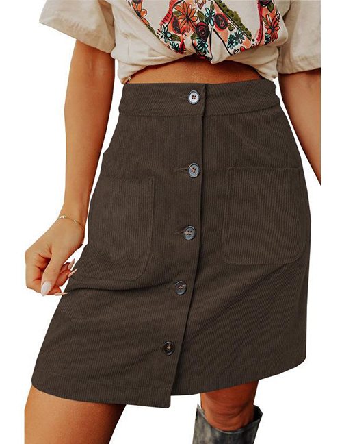 Fashion Brown Corduroy-breasted Skirt