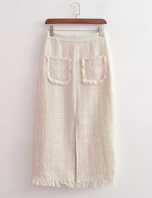 Fashion Beige Woolen Wool Skirt