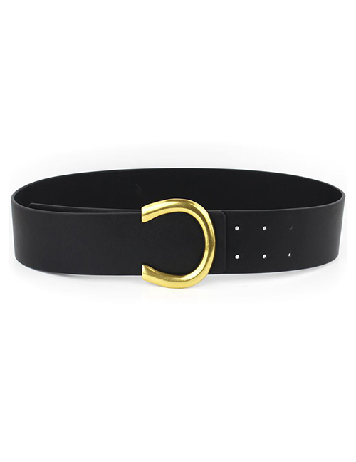 Fashion Black Leather Belt With Metal Buckle