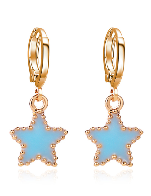 Fashion Gold Alloy Drip Oil Pentagram Earrings Earrings