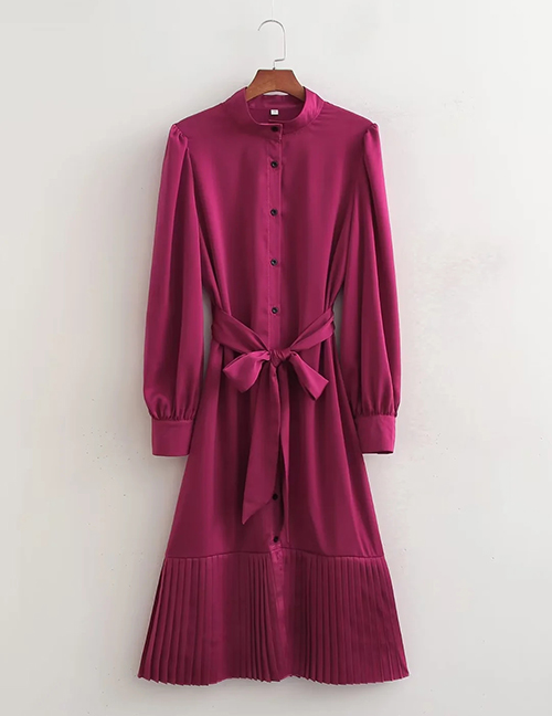 Fashion Purple Satin Tie-breasted Dress