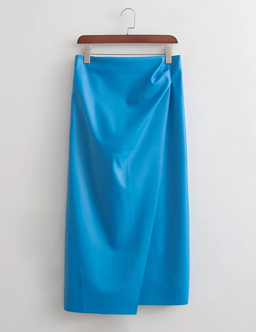 Fashion Sapphire Pu Pleated Skirt
