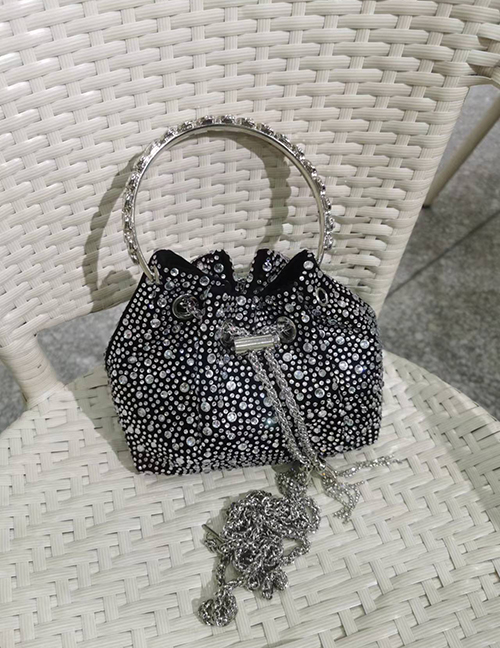 Fashion Black Volcanic Glass Drill Pu Diamond-studded Large-capacity Handbag