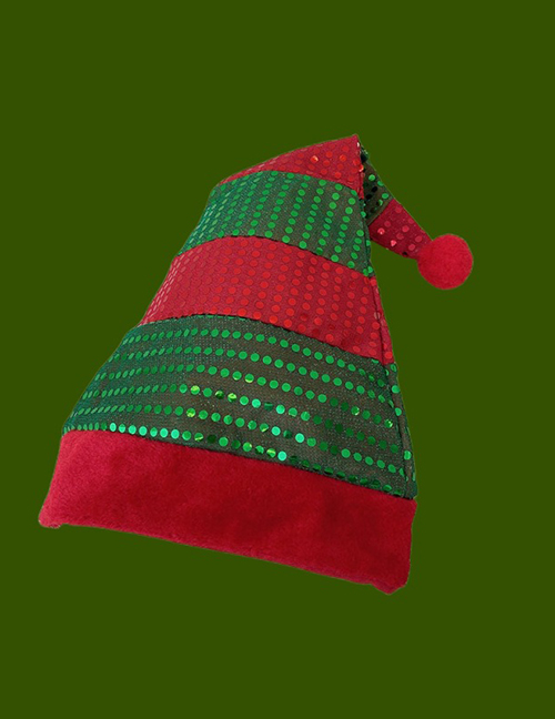 Fashion Striped Red And Green Cotton Striped Santa Hat