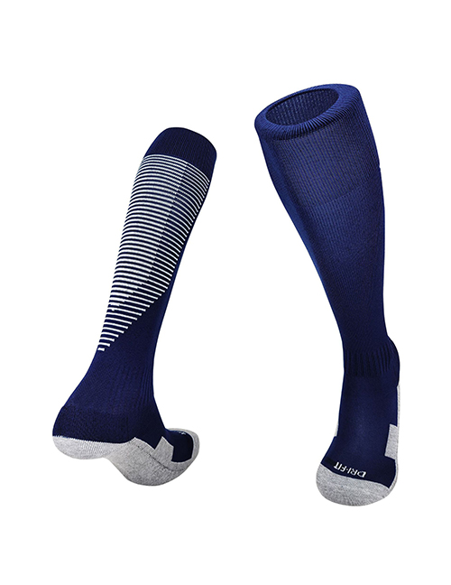Fashion Royal Blue/white Adult One Size Polyester Cotton Wear-resistant Long Tube Football Socks