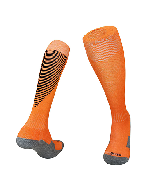 Fashion Orange/black Kids One Size Polyester Cotton Wear-resistant Long Tube Football Socks