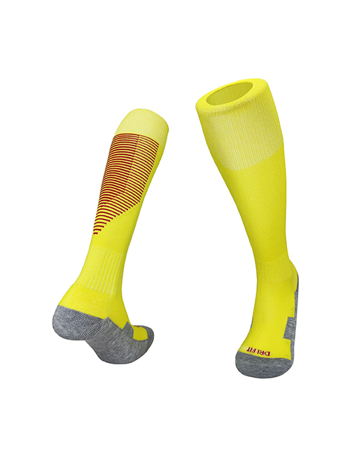 Fashion Yellow/red Kids One Size Polyester Cotton Wear-resistant Long Tube Football Socks