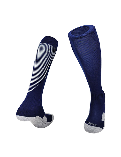 Fashion Sapphire Blue/white Children's One Size Polyester Cotton Wear-resistant Long Tube Football Socks