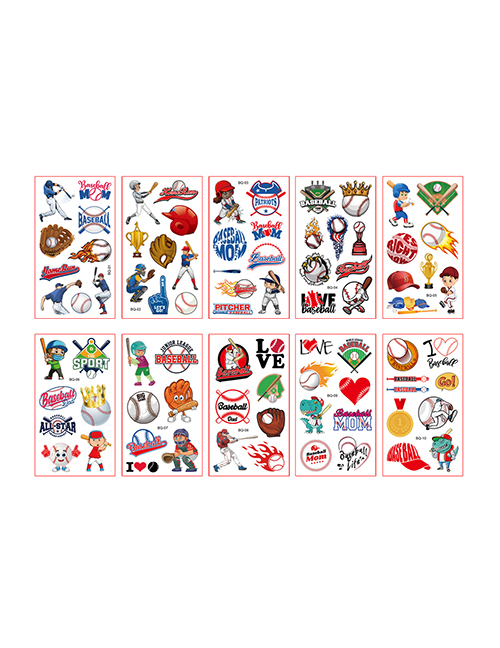 Fashion Ball-carrying Tattoo Stickers 10 Styles 10 Batches Paper Baseball Tattoo Stickers