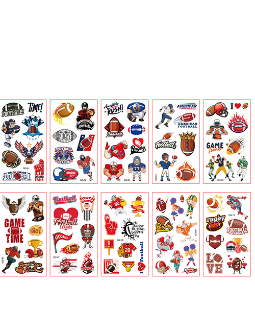 Fashion Rugby Tattoo Stickers 10 Styles 10 Batches Paper Football Tattoo Stickers