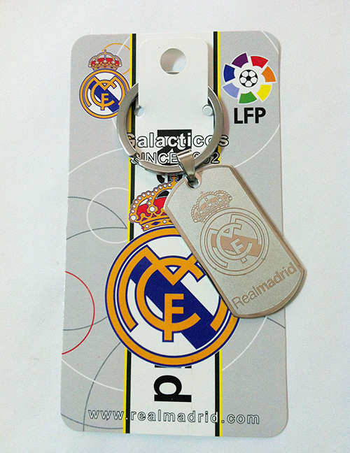 Fashion Real Madrid Stainless Steel Football Logo Print Keychain